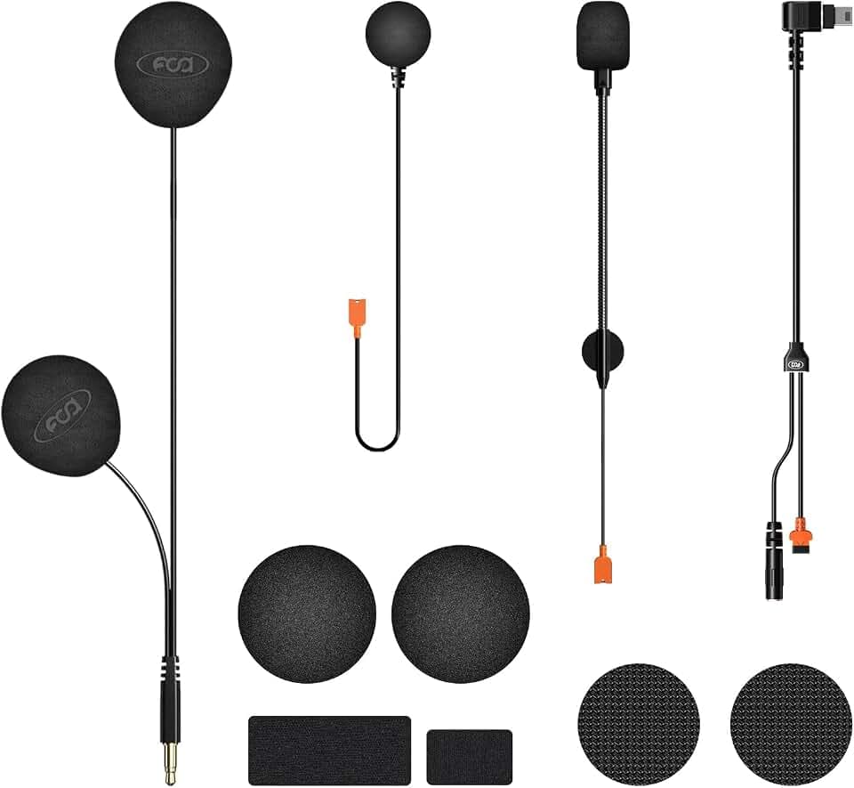 Fodsports High Resolution Sound Quality Speakers Headphone Cable, Only for M1-S PRO Motorcycles Bluetooth Intercom Accessories Kit (Hard Microphone and Soft Microphone)