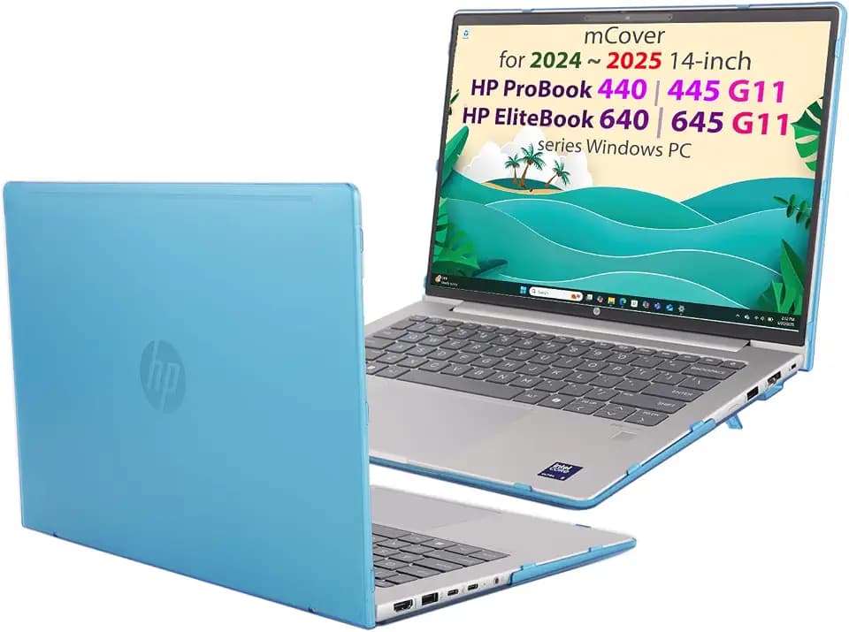 mCover Case ONLY Compatible for 2024 ～ 2025 14-inch HP ProBook 440/445 G11 and EliteBook 640 | 645 G11 Series Windows Notebook PC (NOT Fitting Other HP Models)- Aqua