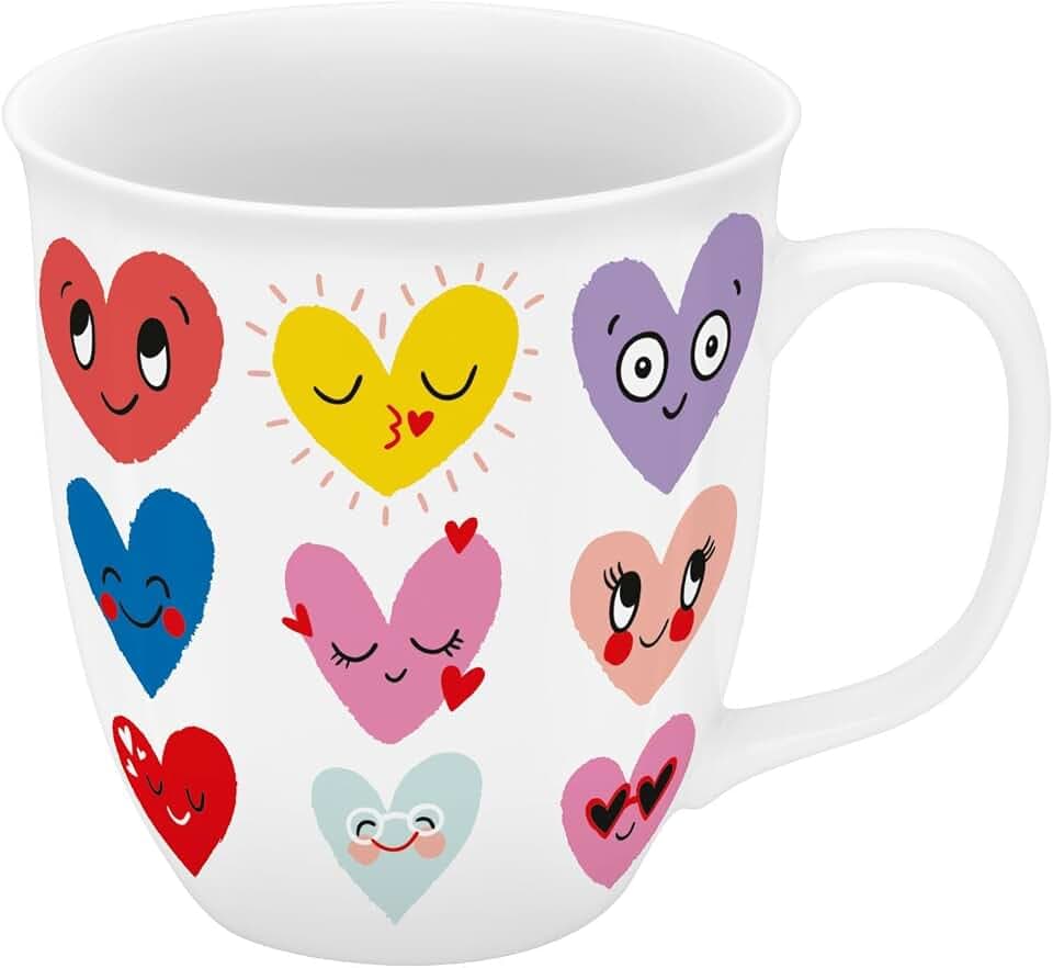 Sheepworld Tasse Grande mit Motiv Herzen | Kaffeebecher aus Porzellan, 40 cl, Höhe 10 cm, Durchmesser 9 cm | Geschenktasse, Valentinstag, Geburtstag | 74864