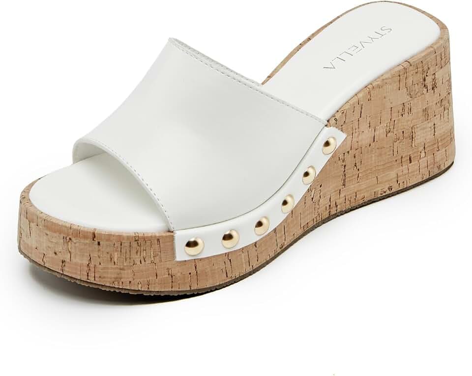 Women's Platform Wedge Sandals, Slip On Open Toe Slides