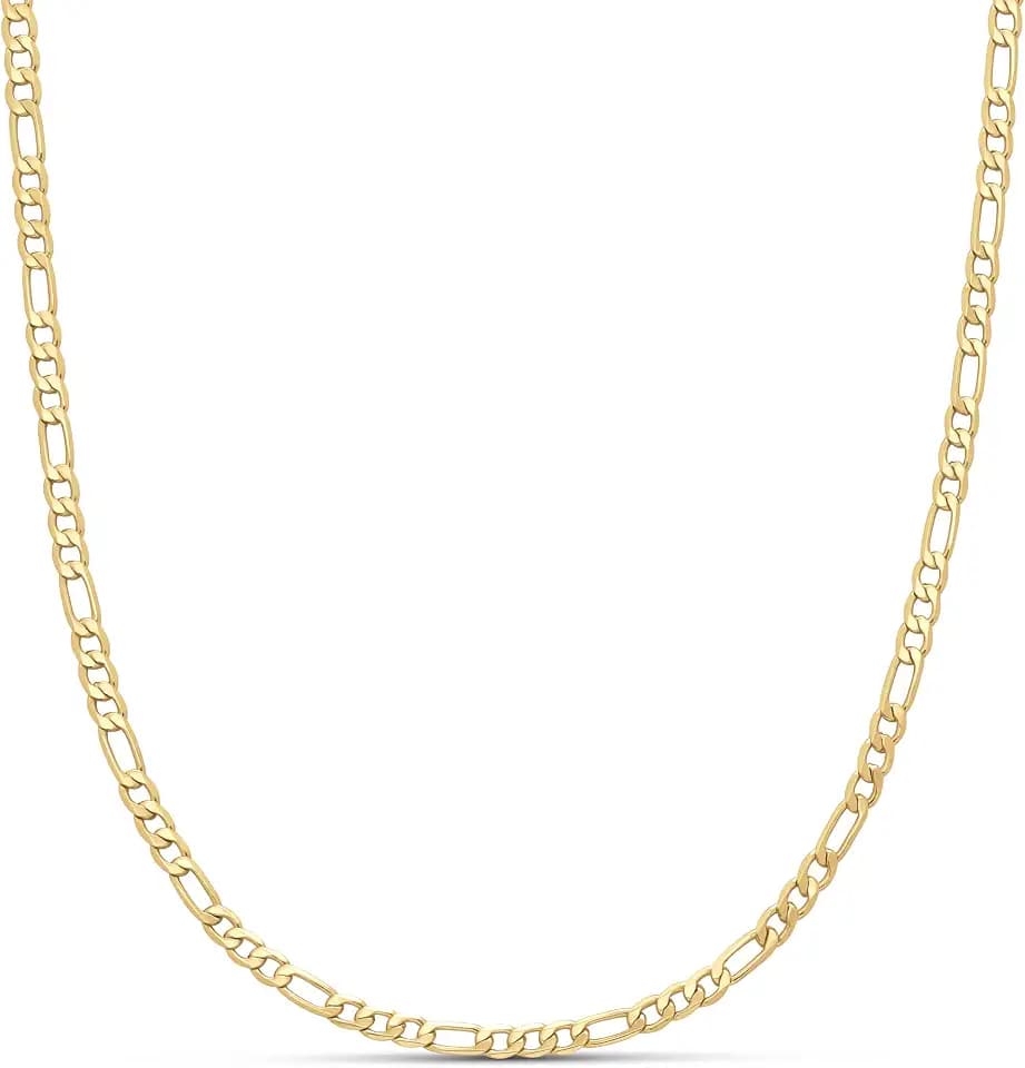 Amazon Essentials 14k Gold or Sterling Silver Plated Figaro Chain Necklace