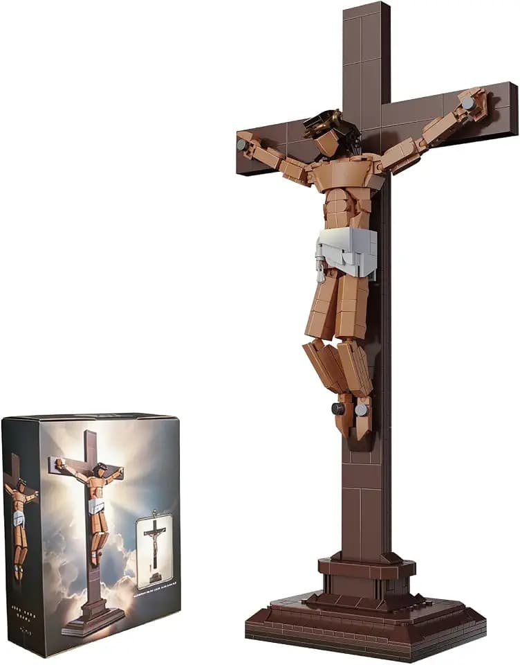 Jesus Crucifixion Building Blocks Set, Christian Cross Display Model (588 Pieces), Bible Story Model for Home Church Office Decor, Jesus Crucifix Building Set
