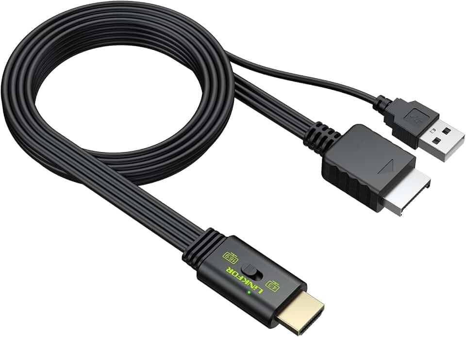 LiNKFOR PS2 to HDMI Converter for PS2 PS1, 4:3 16:9 Ratio Switch