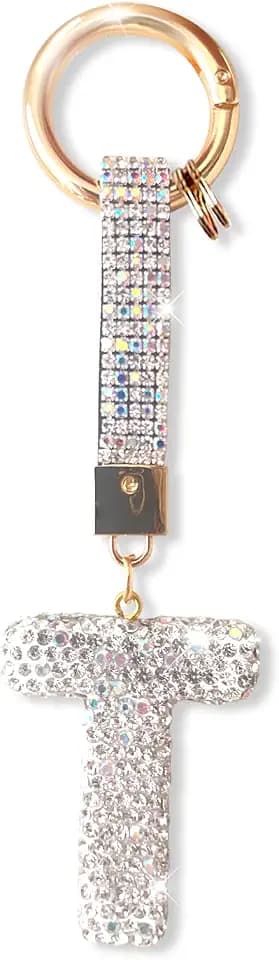Schlüsselanhänger Buchstabe mit Strass，Schlüsselanhänger Name，Schlüsselanhänger Mädchen Frauen,Bag Charms,Rucksack Anhänger，Schlüsselanhänger Gliter，Geschenke für Damen Mädchen，Keychain Silber