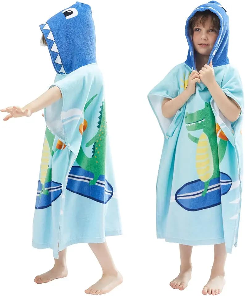 BANGSAUR Kinder Strand Pool Bad Kapuze Poncho Handtuch, 100 Baumwolle Surf Wickeltücher Wickel, Baby Kleinkind Mädchen Jungen 3-12 Jahre