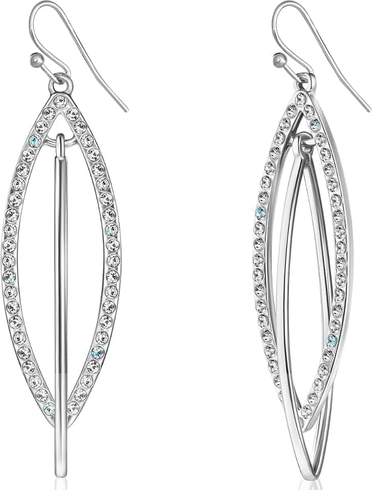 Simulated Diamond Teardrop Dangle Earrings for Women - Long CZ Crystal
