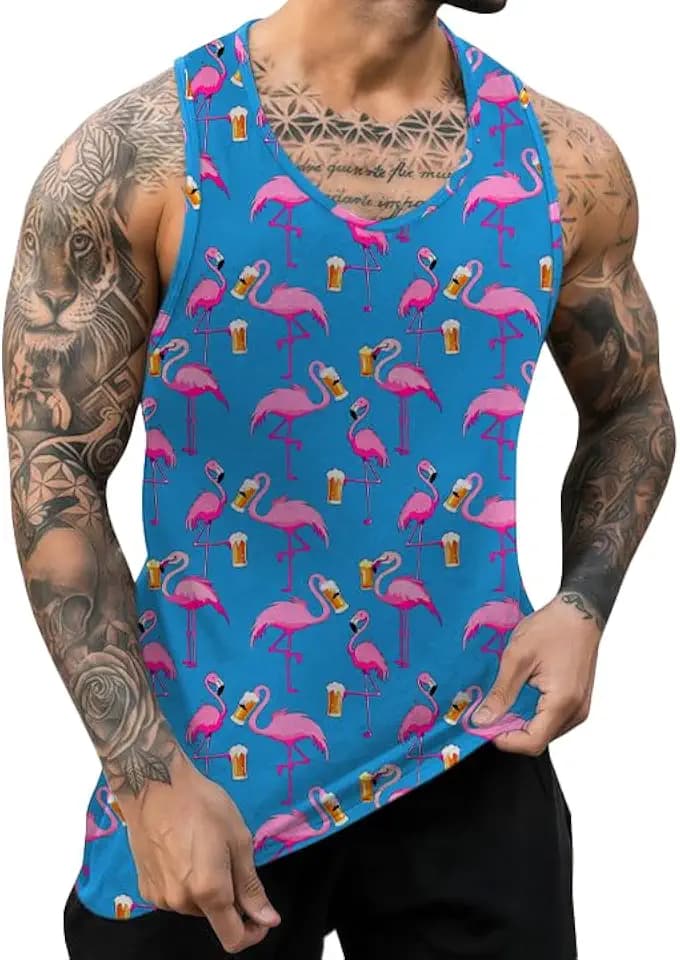 IWOLLENCE Tank Top Herren Baumwolle Printed Muskelshirt Ärmelloses Shirt Sommer Hawaii Hemd Lockeres Tanktop