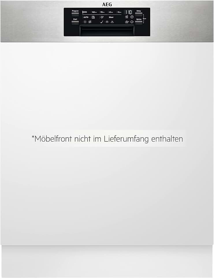 AEG Teilintegrierter Geschirrspüler 60cm, Spülmaschine Serie 7000: mit Glasschutz, Energieklasse C, Besteckschublade, personalisierte Zeit-Steuerung, leise 42dB, Wasserstopp, 15 MG, FEE7471AP