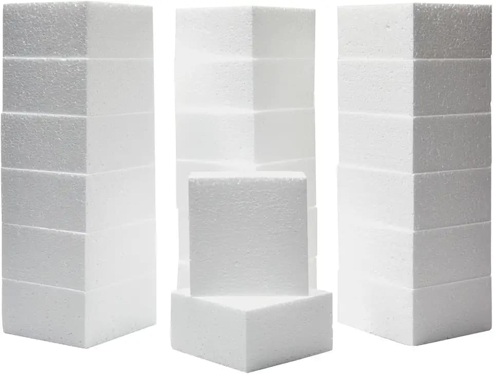 20 Pack Foam Blocks for Crafts, Polystyrene Brick Rectangles for Floral Arrangements, Art Supplies (White, 4 x 4 x 2 in)