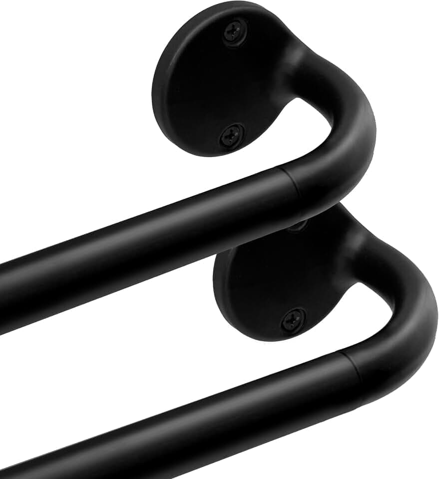 Blackout Wrap Around Curtain Rod 28-48, 3/4" Curtain Rods for Windows Adjustable, Heavy Duty Telescoping Drapery Rods for Bedroom, Living Room, Kitchken, Black, 2 Packs