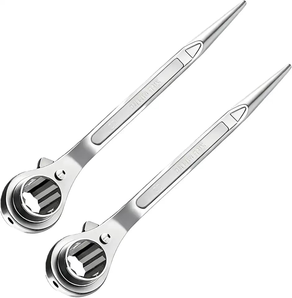 BAIFULA 2 Stück Gerüstbauratsche, 19/22 mm Gerüstschlüssel, Gerüstratsche rechts/links umschaltbar aus CR-V, Gerüstbauknarre mit korrosionsbeständiger schwarzer Phosphatierung