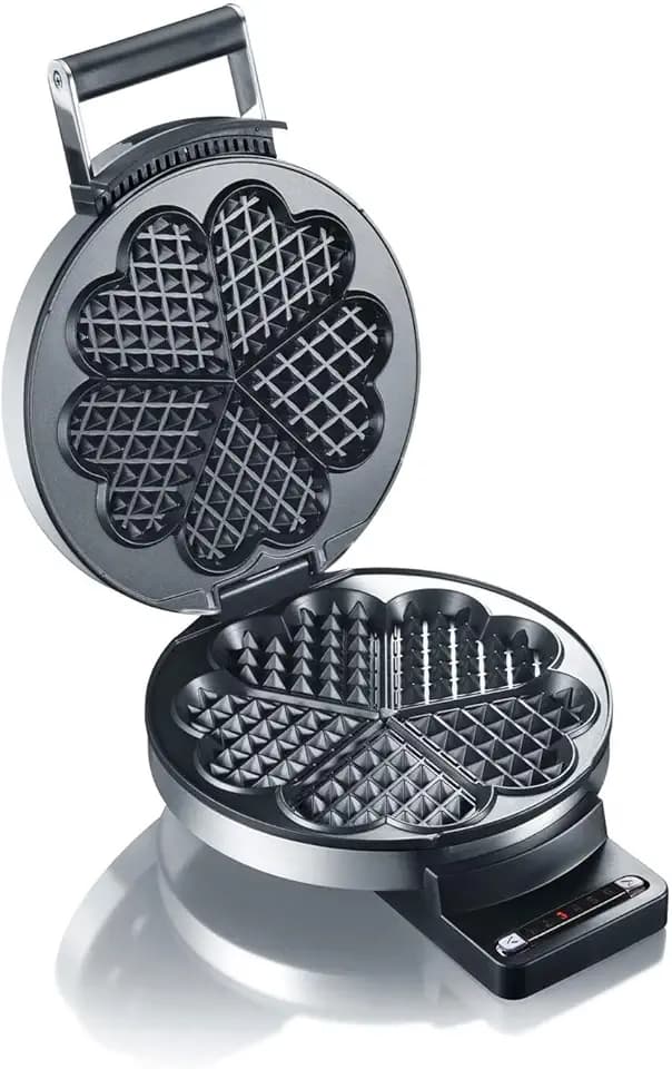 GRAEF Waffeleisen Hörncheneisen WA80 Edelstahl, Herzchenform, Kabelaufwicklung mit Steckerhalter, Platzsparendes Format, Antihaftbeschichtung