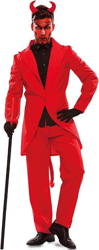 EUROCARNAVALES Teufel Luzifer Kostüm Herren Rot Kostüm Satan Halloween Karneval XL