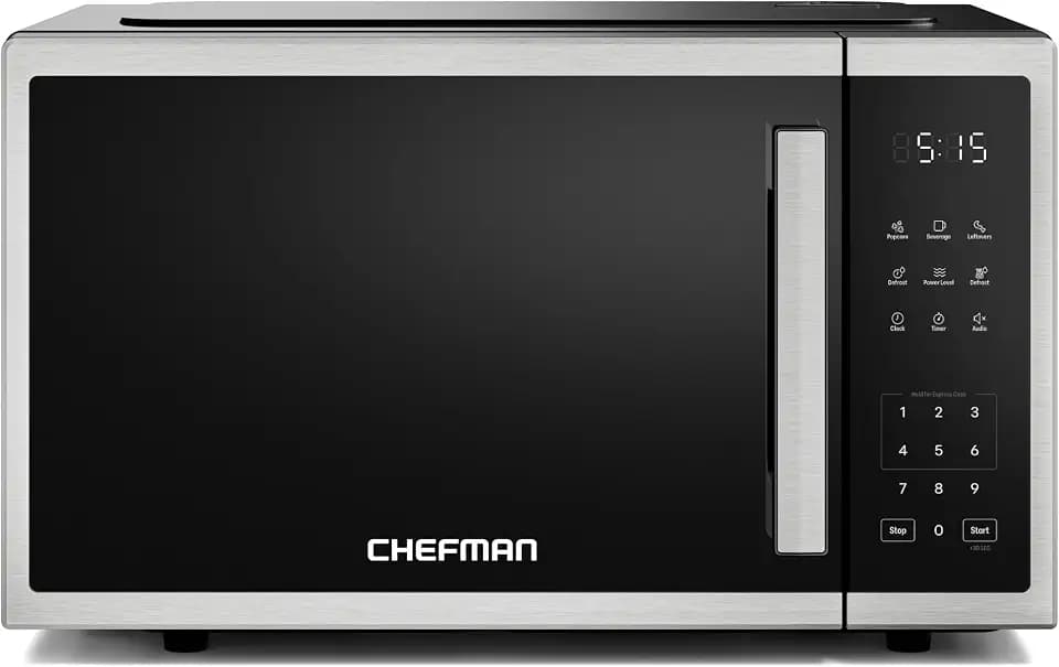 Chefman Countertop Microwave, 0.9 Cu Ft, 900W, Stainless Steel