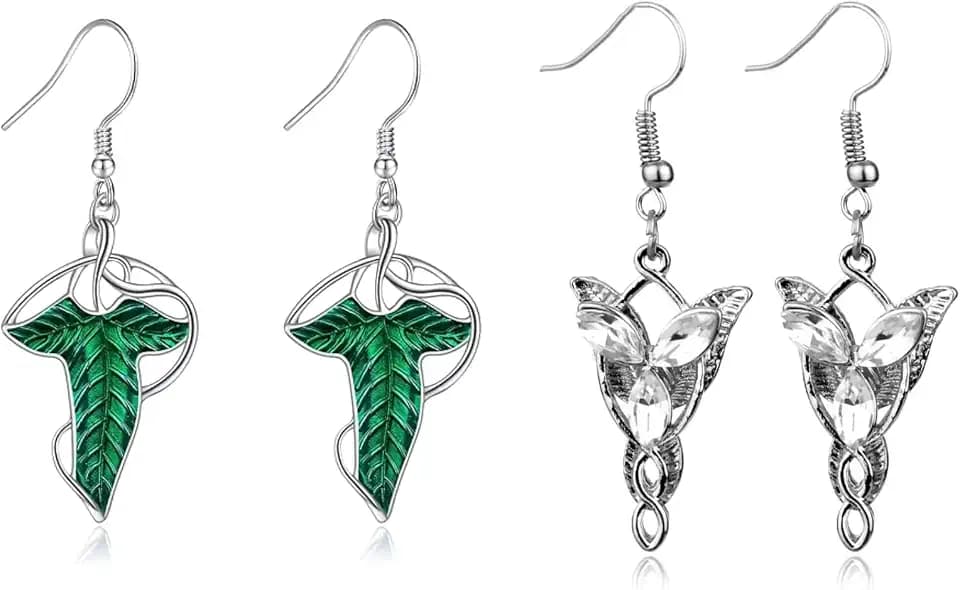 2 Pairs Arwen Evenstar Earrings, Cubic Zirconia, Elvish Jewelry for Women