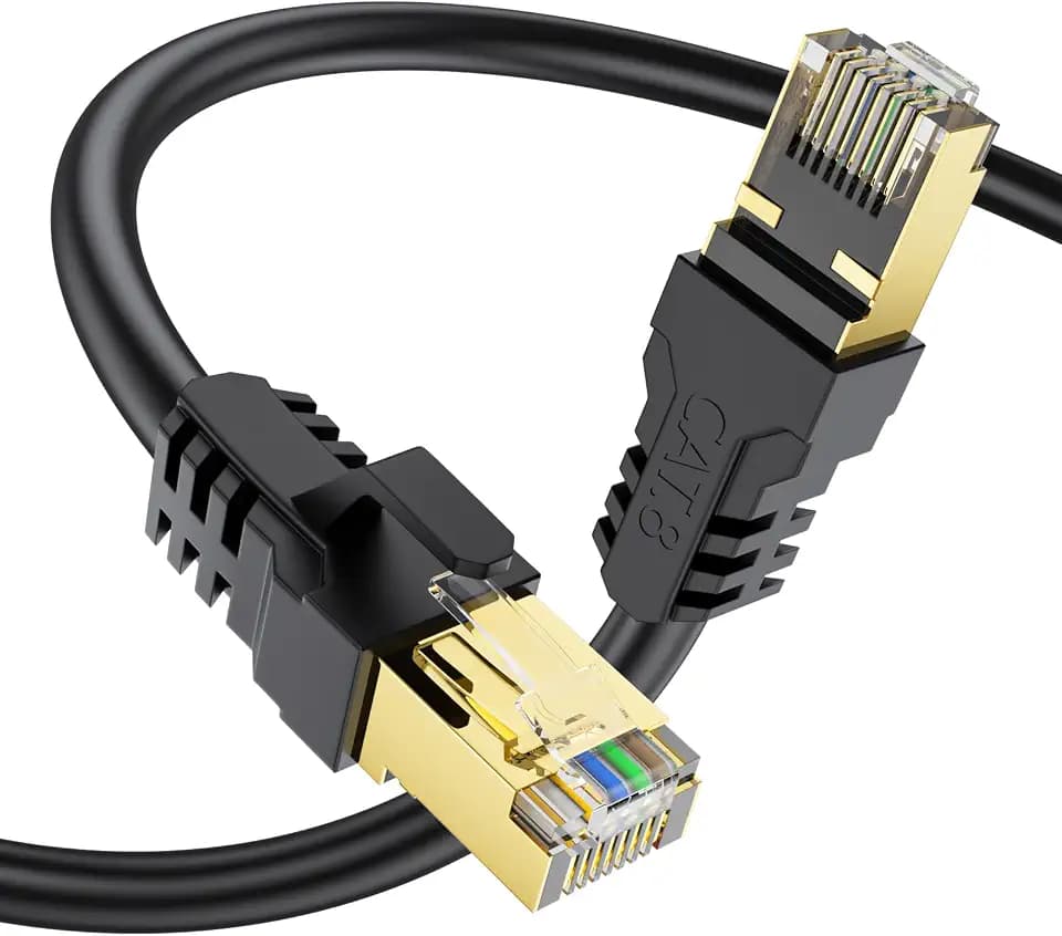 Cat 8 Ethernet Cable 20FT,High Speed 40Gbps,2000Mhz,26AWG,Gold Plated RJ45 Connector,for Outdoor&Indoor,for/PC/Modem/Router/Gaming,Faster Than Cat7/Cat6/Cat5