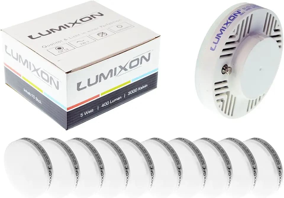 10x LED GX53 DOWNLIGHTER 5 Watt 400 Lumen - LUMIXON IC Driver Technologie Flimmerfrei (3000K Warmweiß)