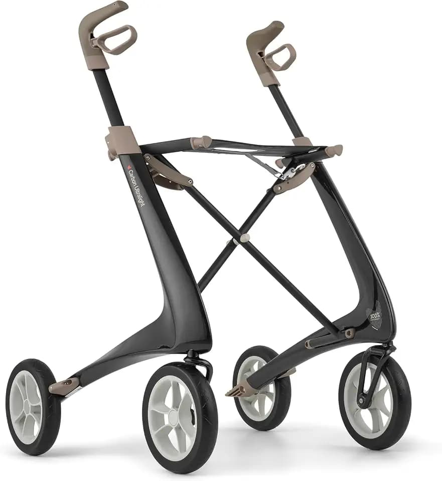 byACRE Carbon Ultralight Rollator Walker, 10.6 lbs, Black, Regular Track