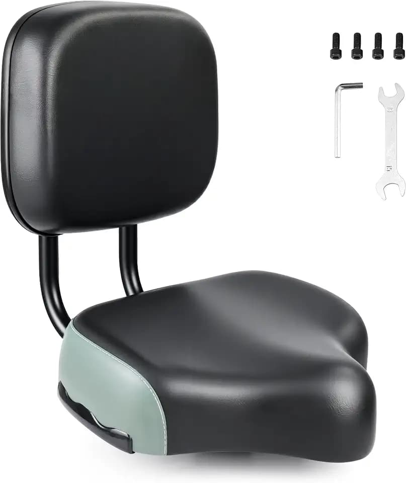 MEGHNA Bike Saddle with Backrest Replacement Soft Back Rest PU Cushion for Mountain Bike Tricycle Commuter Bike