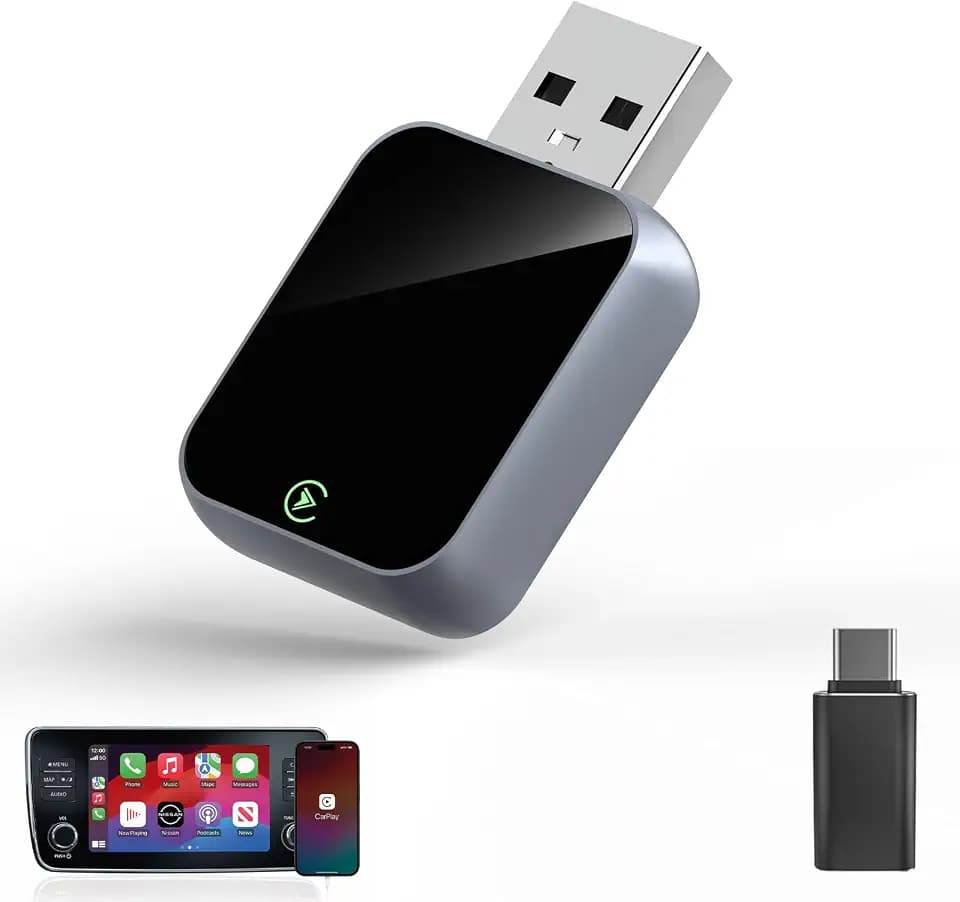 Wireless CarPlay Adapter for iPhone - No Audio Lag, Auto-Connect - Convert Factory Wired to Wireless CarPlay - Bluetooth 5.3 & 5GHz Wi-Fi - Plug & Play (Includes USB A/C)
