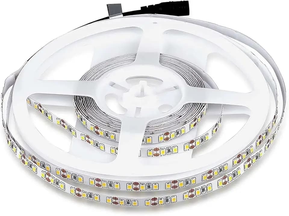V-TAC LED-Streifen 5 Meter 8 W pro Meter, Lichtband SMD 3528, Farbe des Lichts Naturweiß, 4000 K für den Innenbereich mit Klebestreifen, Stromversorgung über 12 Volt.