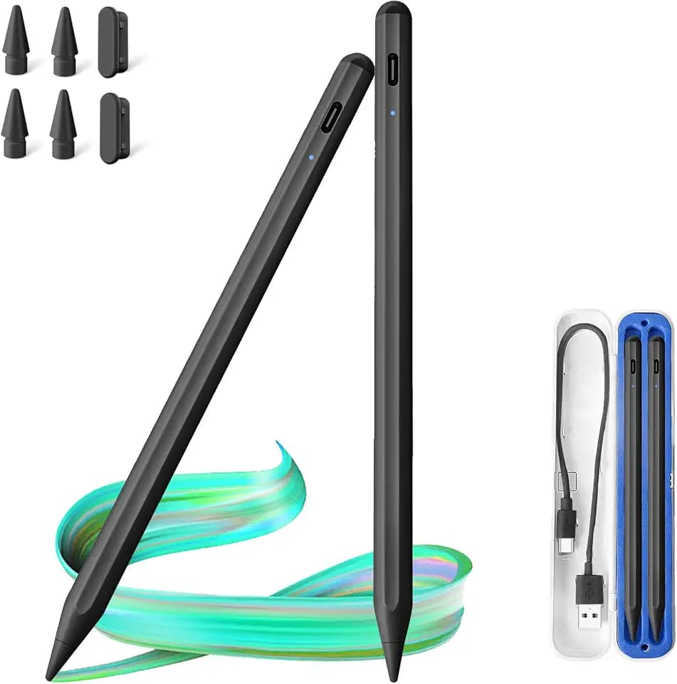 2 Pack Stylus Pen for iPad 2018-2026, Fast Charge Apple iPad Pencil-Black