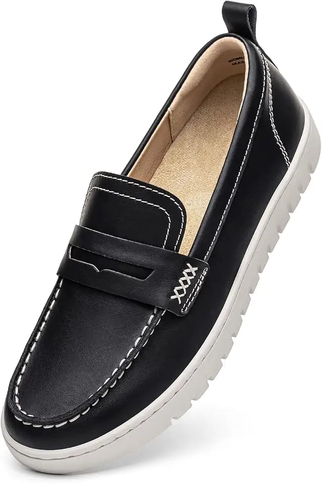 KORDAL Women's Comfortable Classic Penny Loafers Leather Sneakers Casual Slip On Dress Shoes Office Work Everyday Walking Flats Driving Shoes for Women