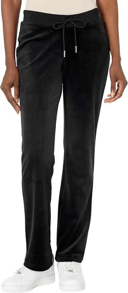 Juicy Couture Womens Rib Waist Velour Pants with Drawcord