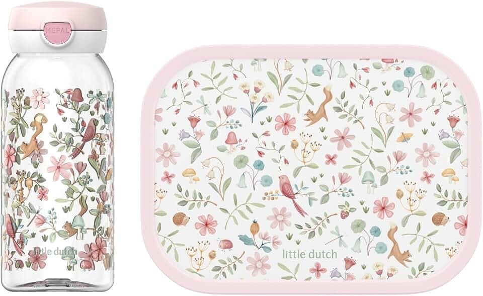 Mepal - Pausenset Campus - Set für Kinder mit Trinkflasche mit Klappdeckel & Lunch Box - Lunch-Set für die Schule oder unterwegs - Spülmaschinenfest - 600 + 750 ml - Fairy Wonders
