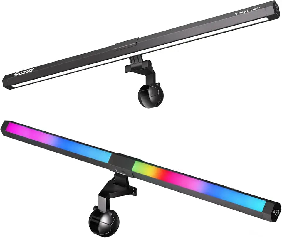 Quntis 51 cm LED Bildschirmlampe PC RGB Schreibtischlampe USB Computer Mehrfarbig Light Bar Monitor Computer Umgebungslicht verstellbar 15 Farben Beleuchtung Lichtleiste für Gaming Lesen