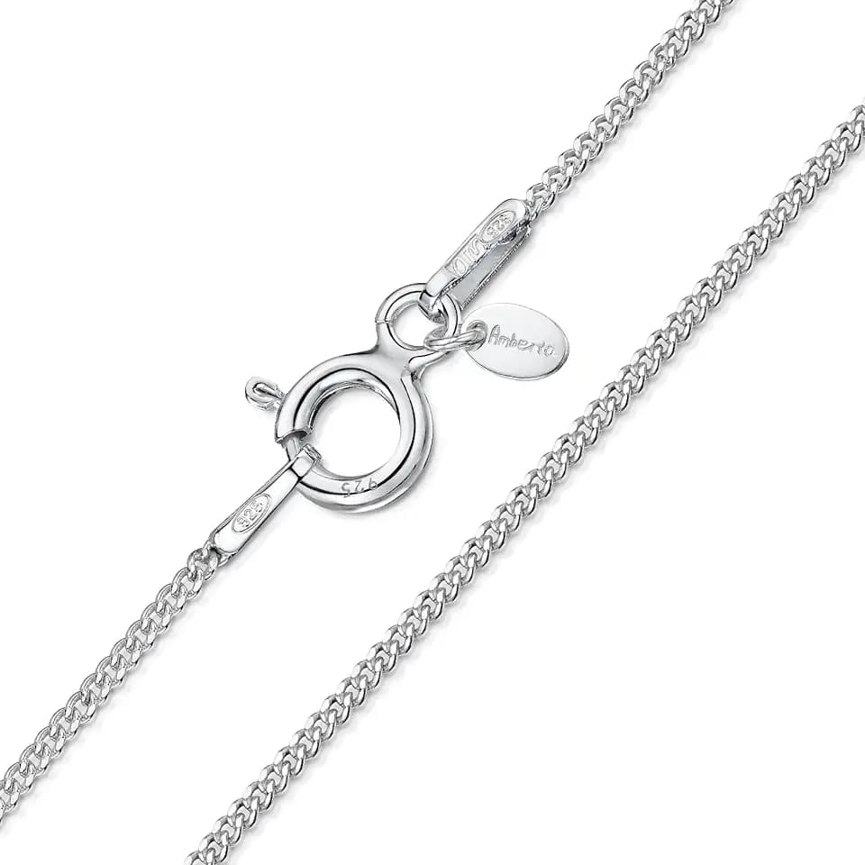 Amberta 925 Sterlingsilber Damen-Halskette - Panzerkette - 1.1 mm - Verschiedene Längen: 36 40 45 50 55 60 cm