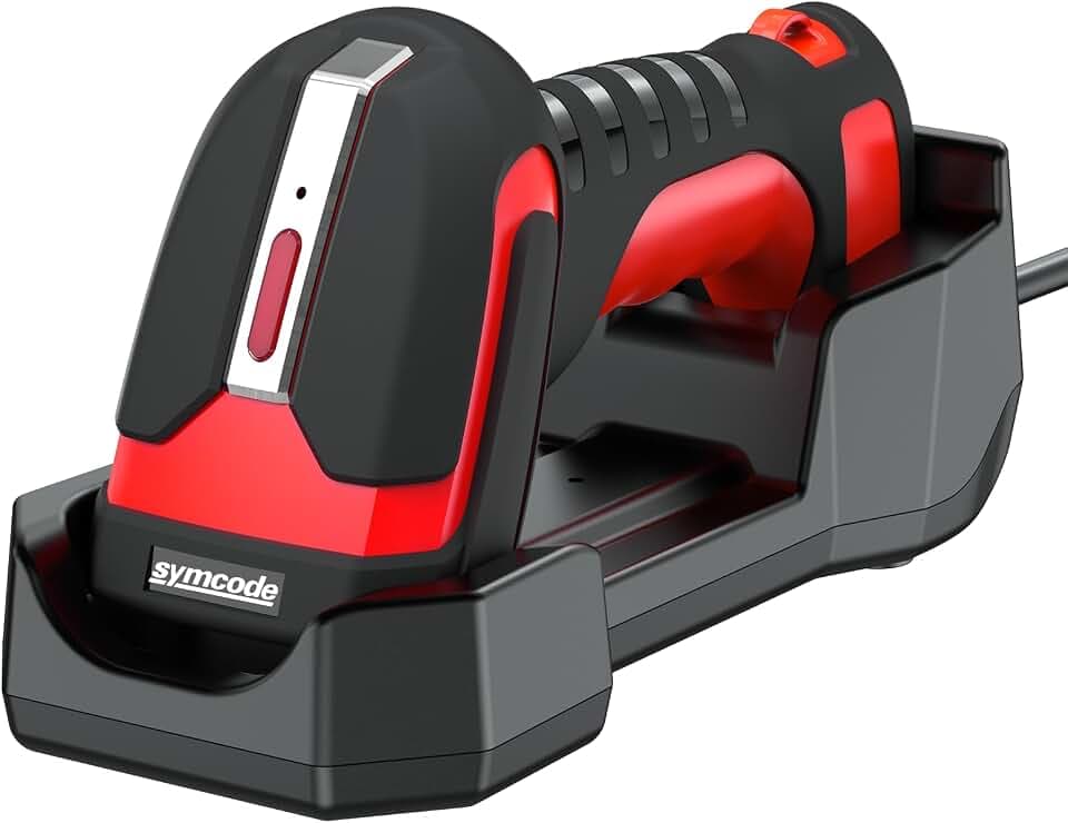 2D Wireless Barcode Scanner, 433MHz Bluetooth Wireless Charging Cradle