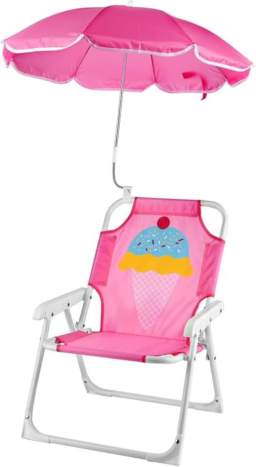 PLULON Kids Beach Chair with Umbrella Folding Lawn and Camping Chair with Summer Shade for Beach, Pool, Travel and Outdoor (for 1-5 Years Old)