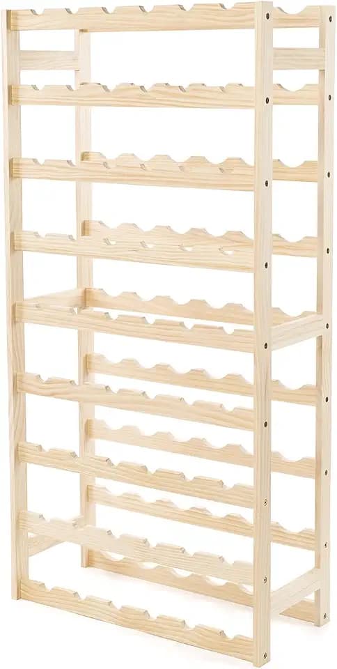 Compactor Flaschenregal aus FSC-zertifiziertem Holz, Wand-Weinregal für 54 Flaschen, natürliches Kiefernholz, für Keller, Küche oder Wohnzimmer, Schlichter Stil, robust