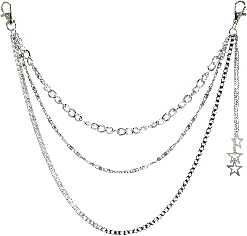 Pants Chain Metal Star 3 Layer Punk Goth Hip Hop Wallet Chain – Pants Accessories for Women & Men