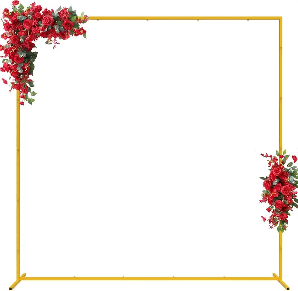 Fomcet Square Backdrop Stand Gold 6.6FT x 6.6FT Metal Wedding Arch Stand