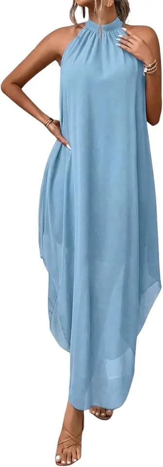 Verdusa Women’s Formal Wedding Guest Dress Halter Flowy Chiffon Long Dress