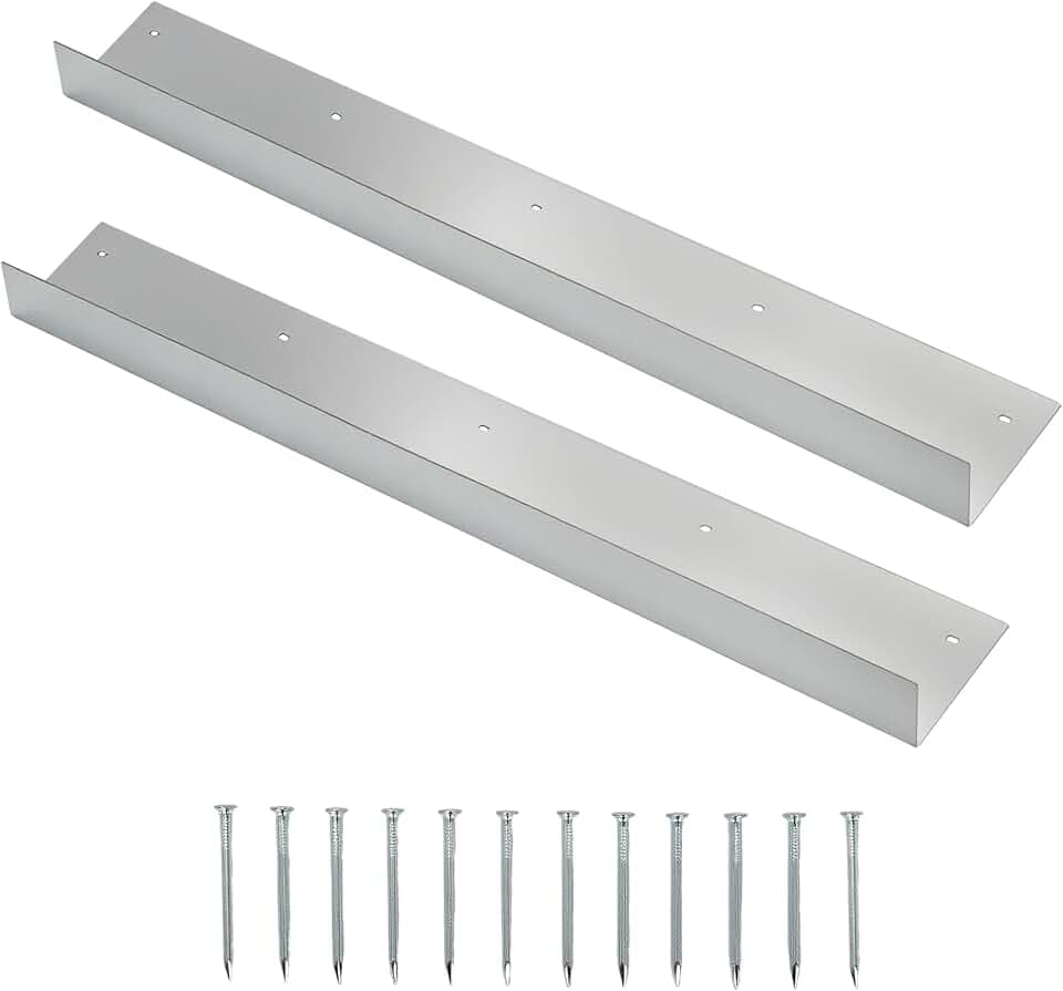 AIWFL 2PCS Roof Rain Diverter,3.28FT Rain Gutter Diverter Galvanized Steel Roofing Rainwater Diverter for House Shingle,0.06" Thick Rain Gutter Guards Diverter with 12 Corresponding Nails