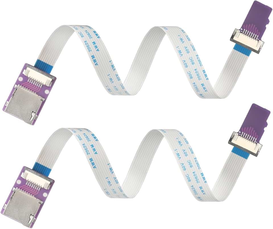 25cm/9.8in Micro SD to Micro SD Extension Cable, FFC Flexible Male-to-Female TF Card Reader Memory Card Adapter, Compatible with Raspberry Pi, Arduino, 3D Printers，2pcs