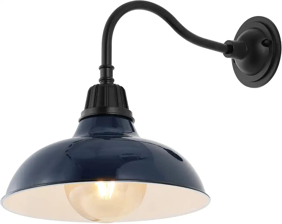 JONATHAN Y Aurora 1-Light Gooseneck Sconce 12.25", Navy/Black