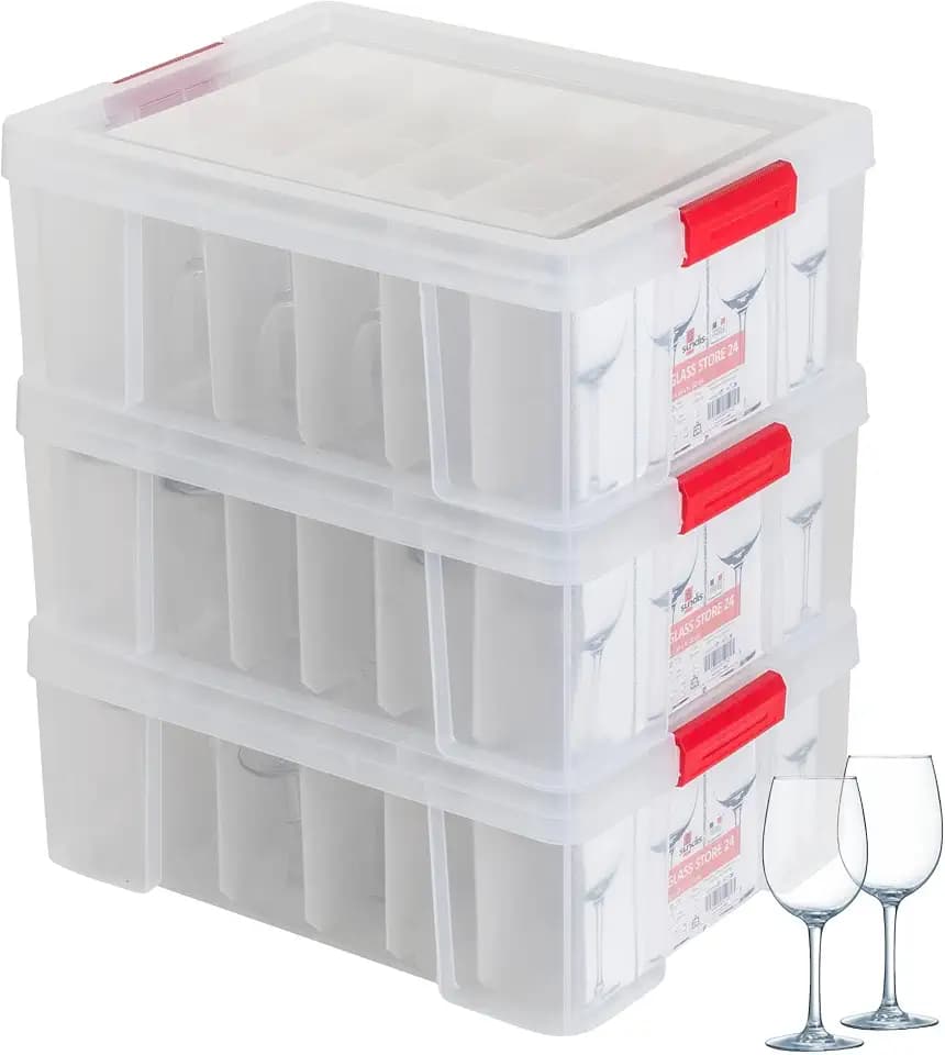 SUNDIS Glass Store, 3er-set Aufbewahrungsboxen für Gläser mit Deckel