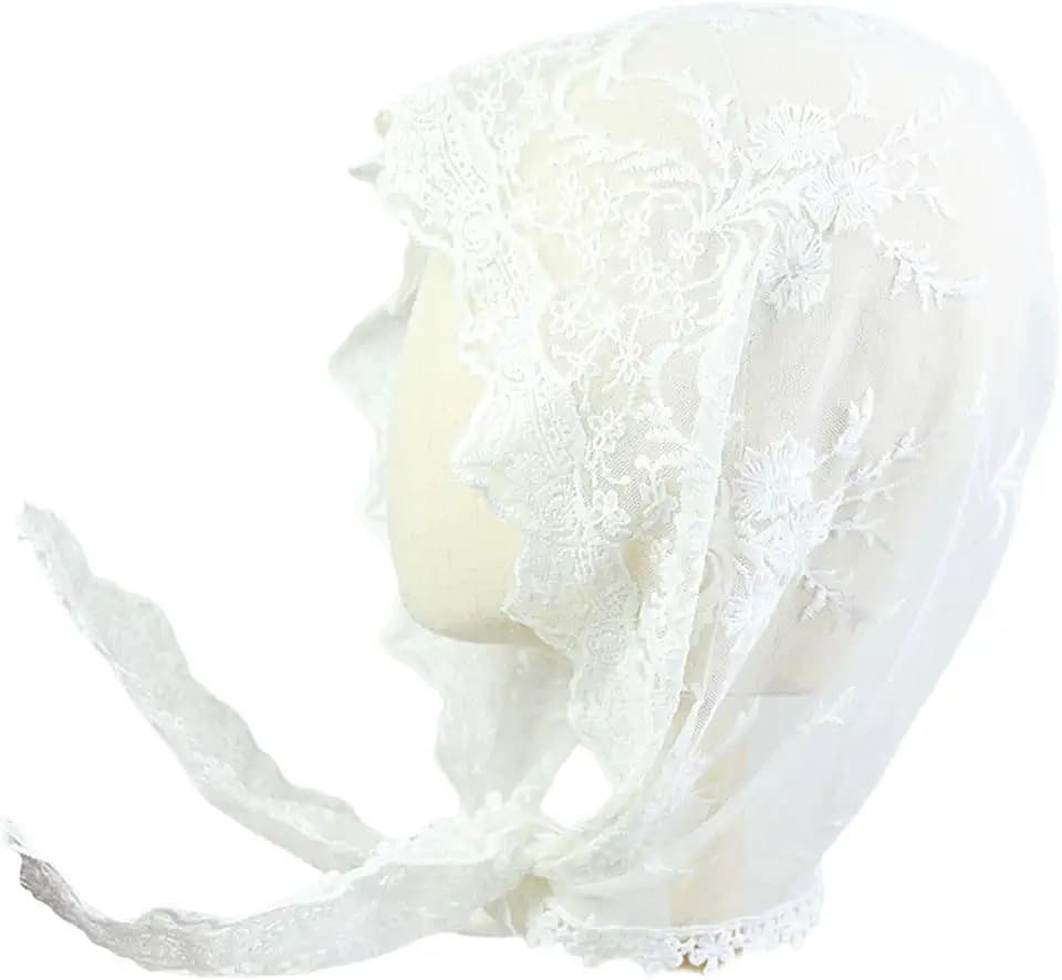 Spitzenkopftuch, Mütze, Vintage-Stil, Mantilla-Schleier, Kopftuch für katholische Braut, Schleier, katholischer Haarschal, Kopfbedeckung, Strandurlaub, Bandanas