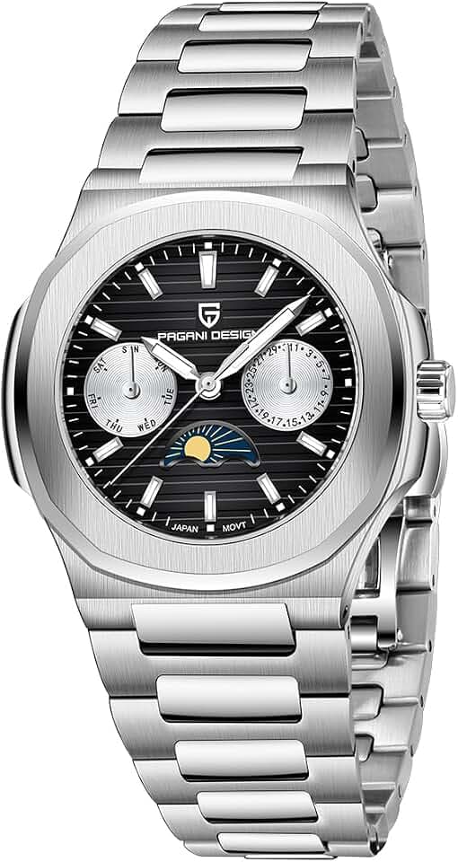 Pagani Design Women’s Quartz Watch, Moon Phase Display, Luminous Function