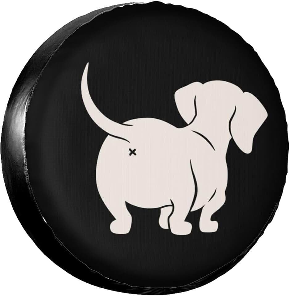 Cute Dachshund Sausage Dog Spare Tire Cover Universal Weatherproof Tire Wheel Covers UV Sun Protection Wheel Tire Protector Waterproof Tyre Covers for Trailer RV SUV Off-Road Vehicle Motorhome 17 Inch