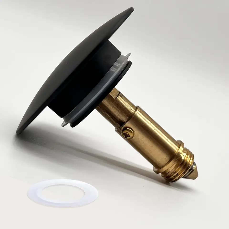 Pop Up Waschbeckenstöpsel 66mm Schwarz Matt Massiv Messing, Chonphan Abflussstopfen Spüle Stecker, Federbelasteter Druckstopfen, klick-Klack, Steckstopfen für Badezimmer Waschbecken Waschtisch