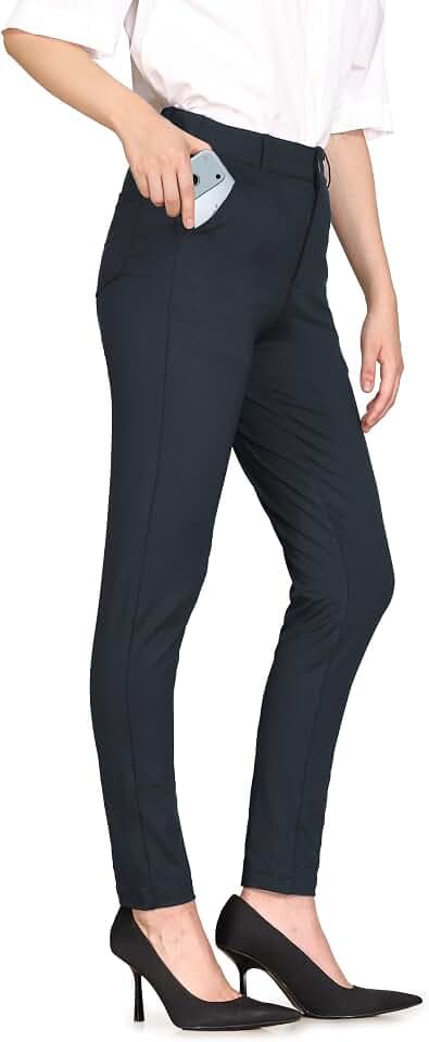 Bamans Womens Skinny Stretch Dress Pants Work Office Casual Slacks