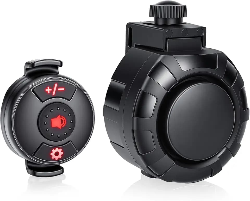 Bike Horn - Wireless Remote Control, 120dB Loud Electric Bicycle Horn, Bike Bell for 6 Sound Modes，IPX5 Waterproof，Type-C Charging, Bicycle Horns for Adults Bikes, Ebikes, Scooters