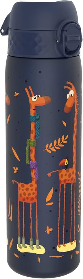ion8 Trinkflasche, 500 ml, Auslaufsicher, Einhandöffnung, Sichere Verriegelung, Spülmaschinenfest, Tragegriff, Klappdeckel, Leicht zu Reinigen