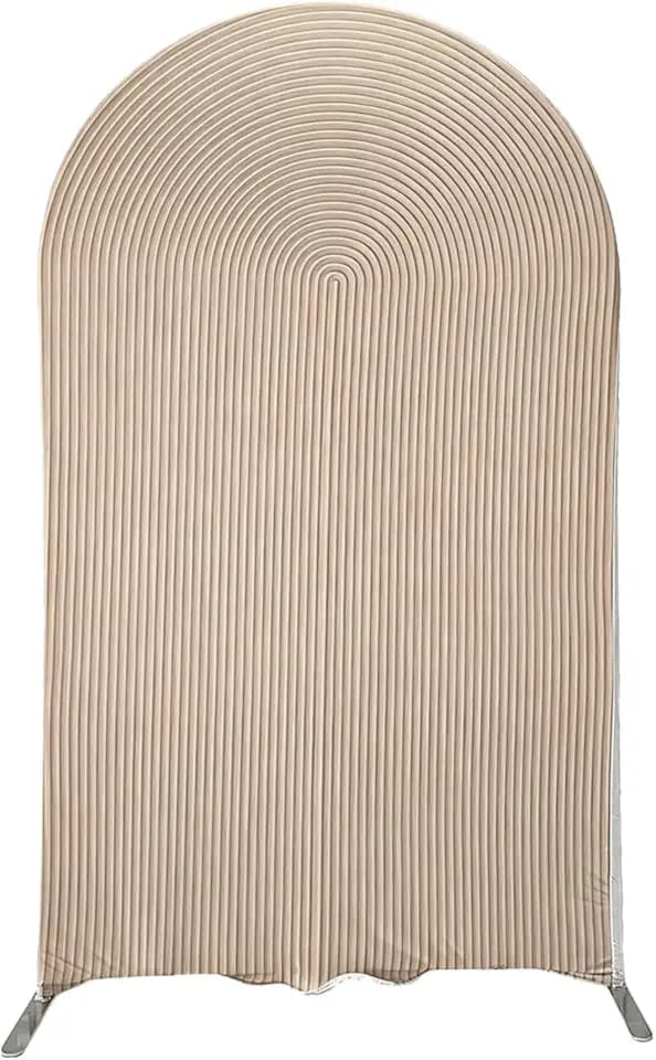 2D Printed Ripples Party Arch Cover - Beige, 7.2x4ft - Stretchy Spandex - Wedding & Birthday Occasion - Polyester Material