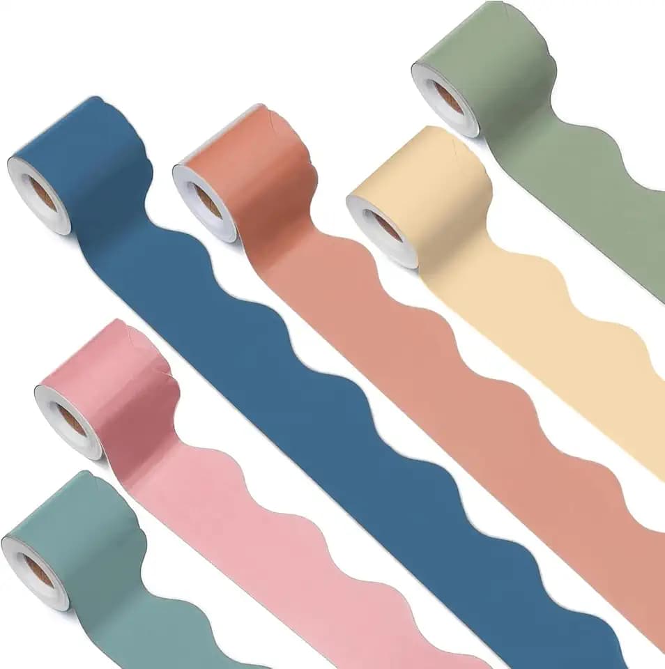 240Ft Boho Bulletin Board Borders Colorful Scalloped Bulletin Board Decorations Classroom Border Trim for Classroom School Home Office Chalkboard Whiteboard Cork Board Decor,6 Rolls